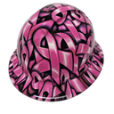 Breast Cancer Awareness In Your Face Custom Hydro Dipped Full Brim Hard Hat - Right Side View