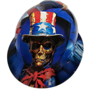 Weathered American Patriot Liberty Custom Hydro Dipped Full Brim Hard Hat - Right Side View