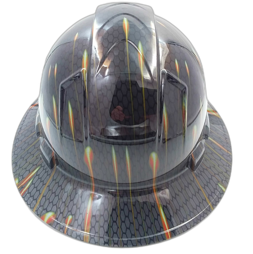 Honeycomb Carbon Custom Hydro Dipped Full Brim Hard Hat - Right Side View