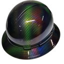 Multi Color Basket Weave Carbon Fiber Custom Hydro Dipped Full Brim Hard Hat - Right Side View