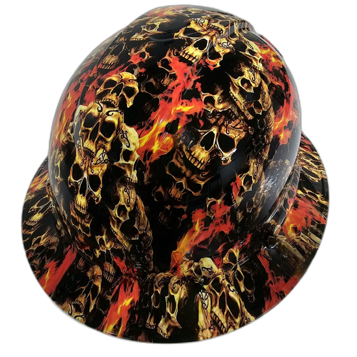 Gate of Skulls Stacked Evil Custom Hydro Dipped Full Brim Hard Hat - Right Side View