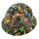 Tuner Sticker Bomb Turbo Nos Custom Hydro Dipped Full Brim Hard Hat - Right Side View