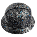 Forged Carbon Fiber Teal Blue Custom Hydro Dipped Full Brim Hard Hat - Right Side View