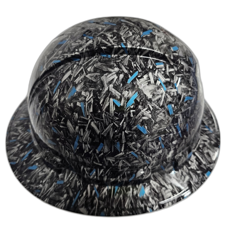 Teal Blue Forged Carbon hard hat right side view