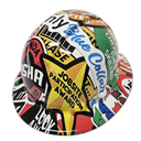 Construction Sticker Bomb Custom Hydro Dipped Full Brim Hard Hat - Right Side View