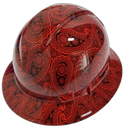 True Red Bandana Print Color Custom Hydro Dipped Full Brim Hard Hat - Right Side View