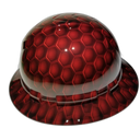 3D Red Hex Carbon Deep 3D Effects Custom Hydro Dipped Full Brim Hard Hat - Right Side View
