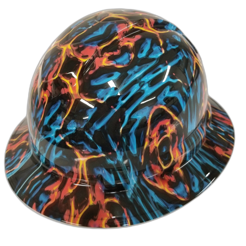 Fire And Ice Color Custom Hydro Dipped Full Brim Hard Hat - Right Side View