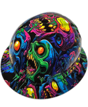 Neon Psycho Zombies Custom Hydro Dipped Full Brim Hard Hat - Right Side View