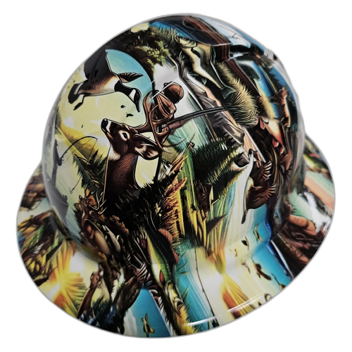 American Sportsman Fishing Hunting Custom Hydro Dipped Full Brim Hard Hat - Right Side View