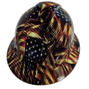 American Carbon Fiber USA Flags Custom Hydro Dipped Full Brim Hard Hat - Right Side View