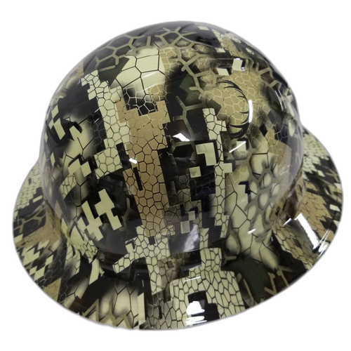 Desolve Wing Camo Desert Custom Hydro Dipped Full Brim Hard Hat - Right Side View