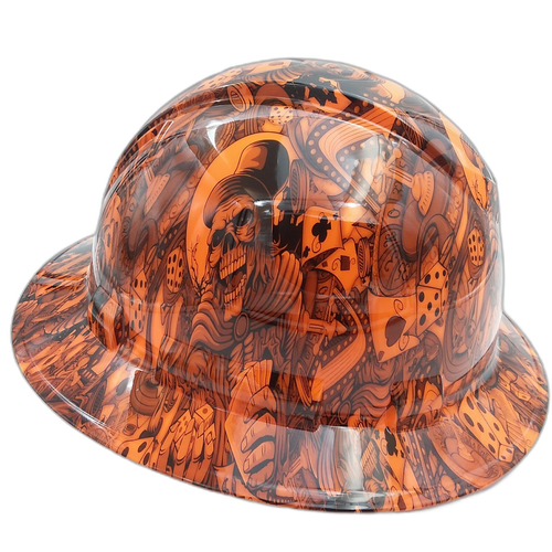 Dealers Choice Orange Custom Hydro Dipped Full Brim Hard Hat - Right Side View