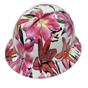 Stargazer Lillies Flowers Custom Hydro Dipped Full Brim Hard Hat - Right Side View