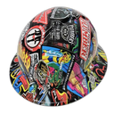 Plumbers Sticker Bomb Custom Hydro Dipped Full Brim Hard Hat - Right Side View