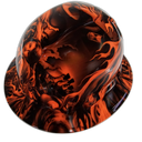 Hi Vis Orange Soul Reaper Custom Hydro Dipped Full Brim Hard Hat - Right Side View