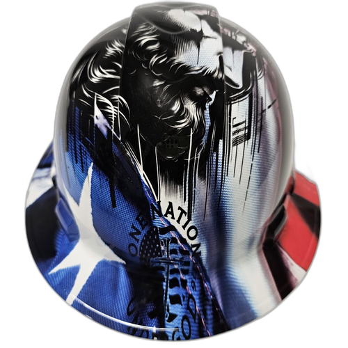 Jesus One Nation Under God Custom Hydro Dipped Full Brim Hard Hat - Right Side View