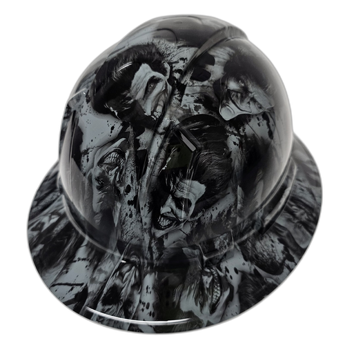 Slate Gray Sinister Custom Hydro Dipped Full Brim Hard Hat - Right Side View