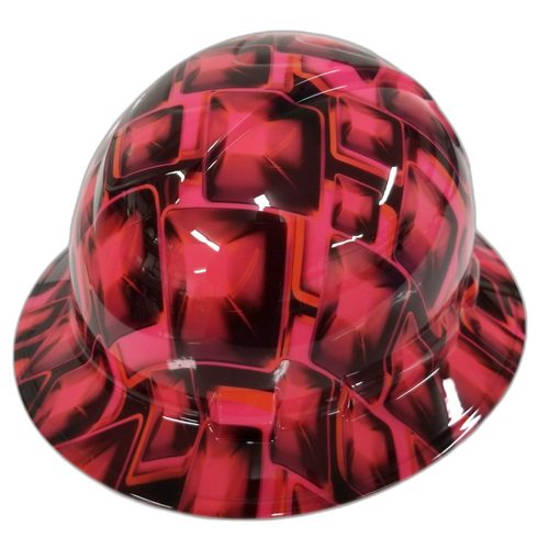 Hot Pink Hollywood Flash Cubes Custom Hydro Dipped Full Brim Hard Hat - Right Side View