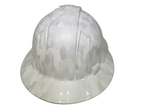 Military Antarctica Digital Camo Custom Hydro Dipped Full Brim Hard Hat - Right Side View