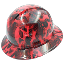 Red Melting Skull Evil Custom Hydro Dipped Full Brim Hard Hat - Right Side View