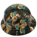 Sunflower Cross With Butterflies Custom Hydro Dipped Full Brim Hard Hat - Right Side View
