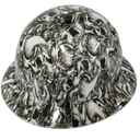 2 Horned Beast White Custom Hydro Dipped Full Brim Hard Hat - Right Side View