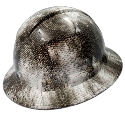Reptilian 3D Infected Camo Custom Hydro Dipped Full Brim Hard Hat - Right Side View
