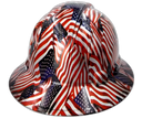 USA Flag American Flag Custom Hydro Dipped Full Brim Hard Hat - Right Side View