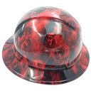 Red Hades Evil Skull Custom Hydro Dipped Full Brim Hard Hat - Right Side View