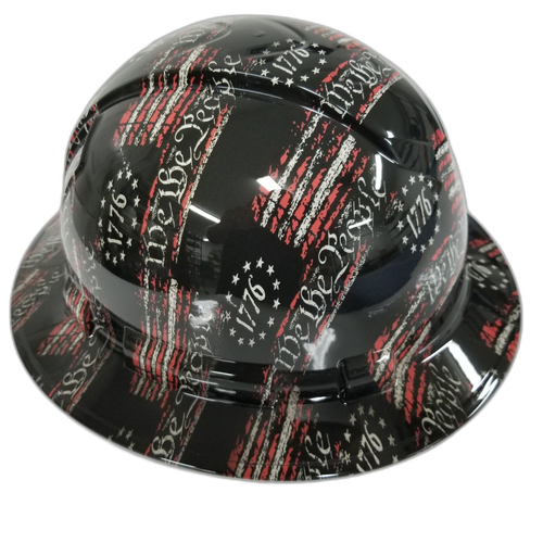 1776 We The People USA America Custom Hydro Dipped Full Brim Hard Hat - Right Side View