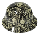 Old School Skulls And Mayhem Bone Custom Hydro Dipped Full Brim Hard Hat - Right Side View