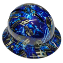 Blue Line Ice Skulls Blue Lightning Custom Hydro Dipped Full Brim Hard Hat - Right Side View
