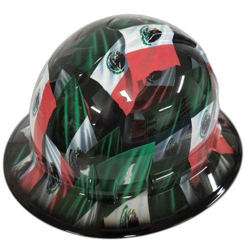 Mexican Pride Ultimate Airbrush Editio Custom Hydro Dipped Full Brim Hard Hat - Right Side View