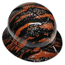 Orange Urban Camo Carbon Fiber Custom Hydro Dipped Full Brim Hard Hat - Right Side View