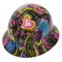 True Love Chalkboard Girly Custom Hydro Dipped Full Brim Hard Hat - Right Side View