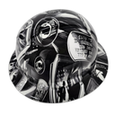 Military Veterans Memorial Badges Custom Hydro Dipped Full Brim Hard Hat - Right Side View
