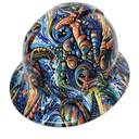 Underwater Sea Turtles Ocean Color Custom Hydro Dipped Full Brim Hard Hat - Right Side View