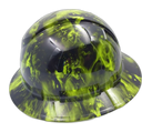 Lime Green Hades Custom Hydro Dipped Full Brim Hard Hat - Right Side View