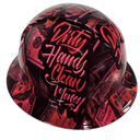 Hot Pink Dirty Hands Clean Money Women Custom Hydro Dipped Full Brim Hard Hat - Right Side View