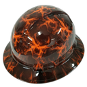 Black And Hi Vis Orange Skulls Custom Hydro Dipped Full Brim Hard Hat - Right Side View
