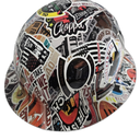 Oil Field Extreme Sticker Bomb Custom Hydro Dipped Full Brim Hard Hat - Right Side View