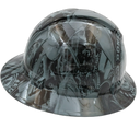 Bad Bones Club Grey Custom Hydro Dipped Full Brim Hard Hat - Right Side View