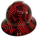 Candy Red USA Flag Firemans Flag Custom Hydro Dipped Full Brim Hard Hat - Right Side View