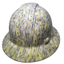 Big Face Hundred Dollar Bills Custom Hydro Dipped Full Brim Hard Hat - Right Side View