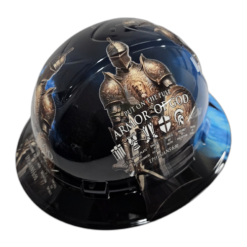 The Full Armor Of God Religious Custom Hydro Dipped Full Brim Hard Hat - Right Side View
