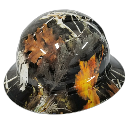Pow/Mia Carolina Camo Woods Custom Hydro Dipped Full Brim Hard Hat - Right Side View