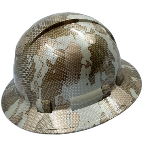 Desert Storm Digital Extreme Camo Custom Hydro Dipped Full Brim Hard Hat - Right Side View