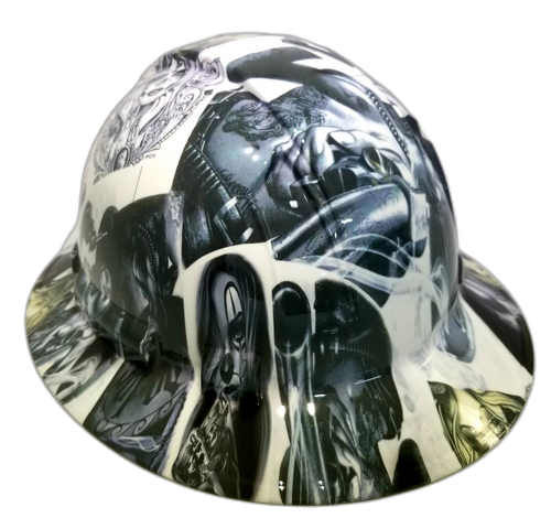 Viva Mi Raza Chicano Tattoos Custom Hydro Dipped Full Brim Hard Hat - Right Side View