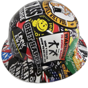 Bold Construction Sticker Bomb Custom Hydro Dipped Full Brim Hard Hat - Right Side View